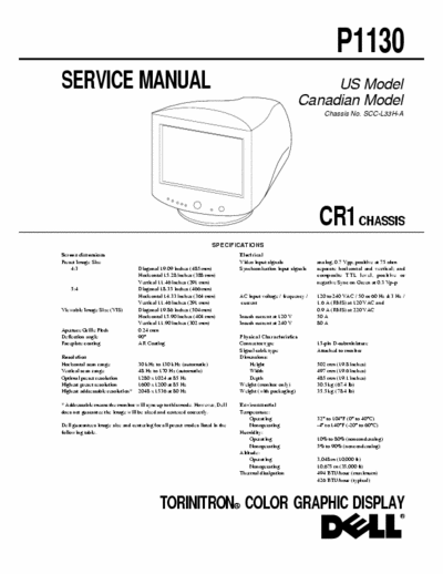 DELL DELL P1130 - SONY CR1 Service Manual
TORINITRON COLOR GRAPHIC DISPLAY